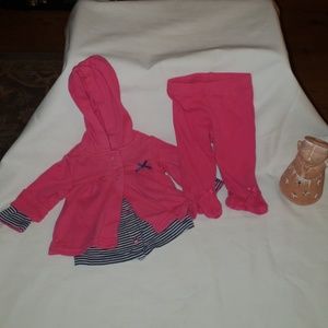 Carters Sz Newborn 3PC HOODIE, SHIRT & FOOTIE PANT